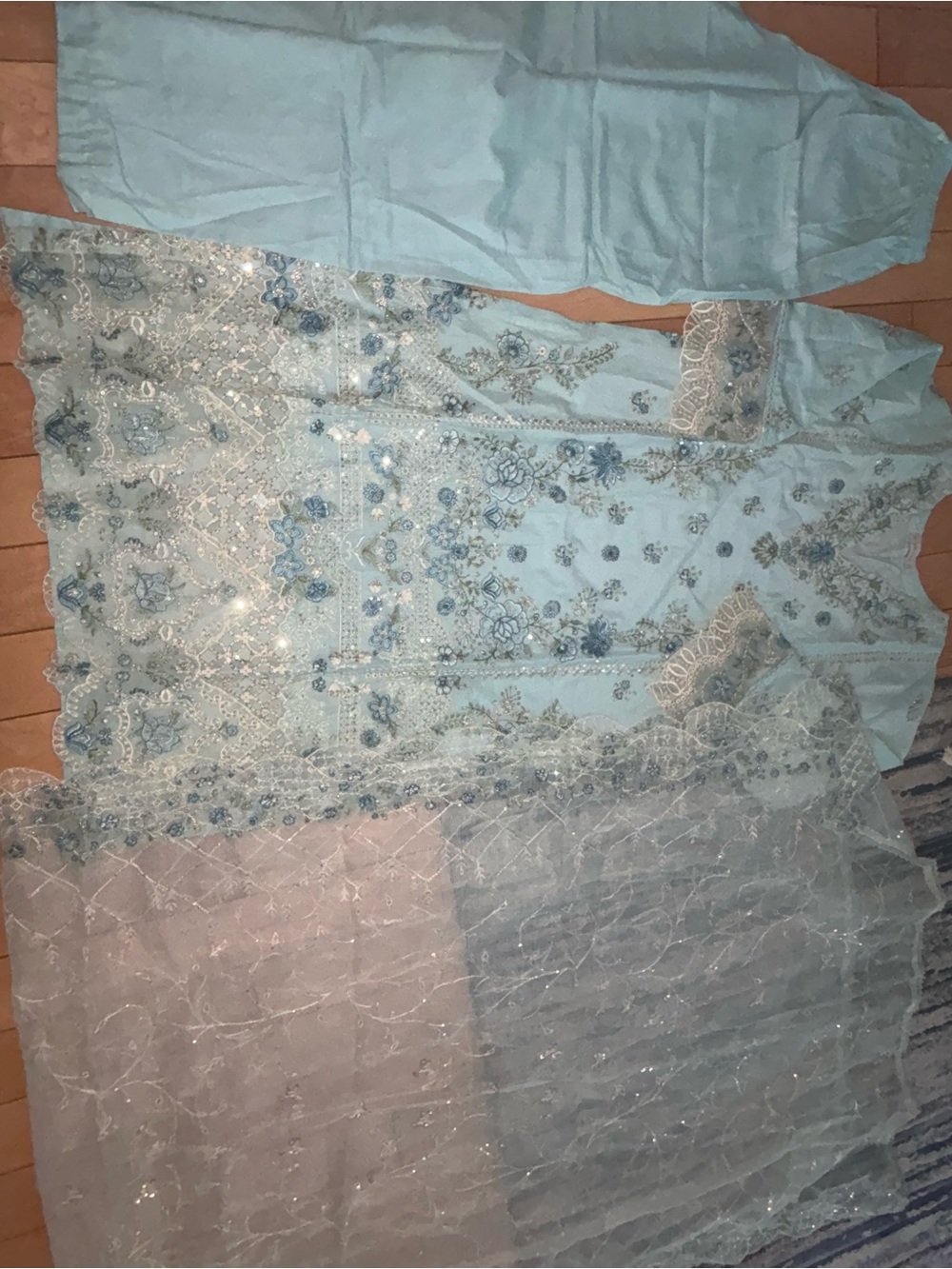 Elegant Light Blue Embroidered Women's Pakistani suit
